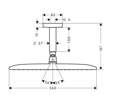 Sen đầu gắn trần Raindance E 360 589.52.618